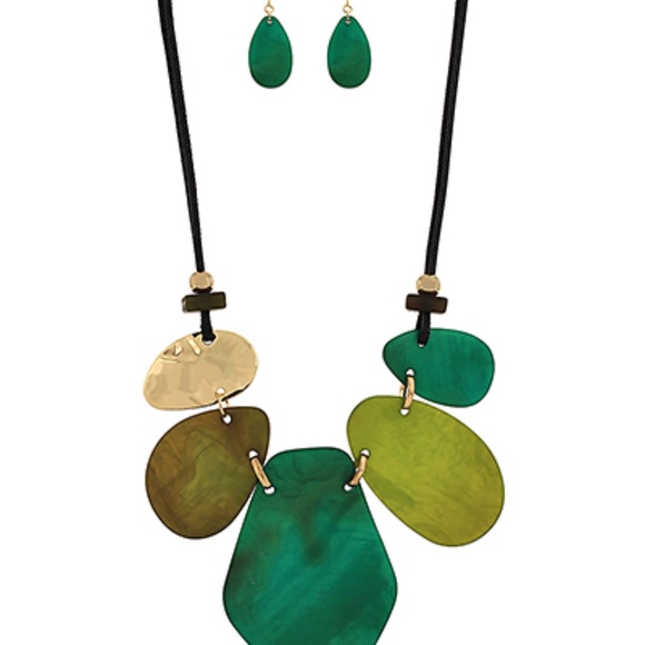 Geometric Shape Link Necklace Set - Picture 2 of 3